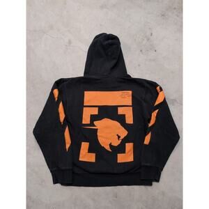 Mr Beast Hoodie Size S Black Sweatshirt Orange Logo Pull-Over